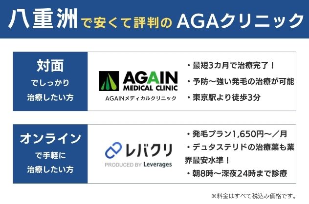 八重洲で安くておすすめのAGAクリニック