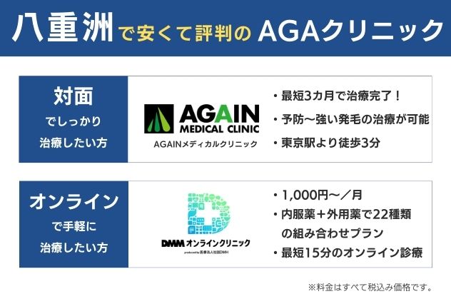 八重洲でAGA治療がおすすめのクリニック