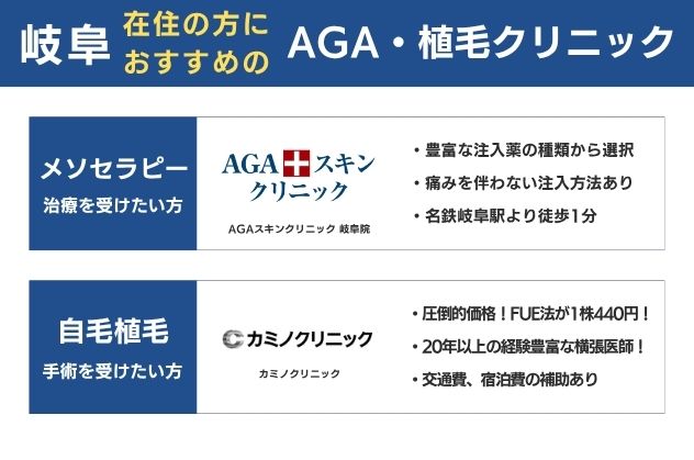 岐阜在住の方におすすめのAGA植毛クリニック