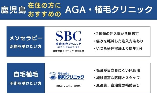 鹿児島在住の方におすすめのAGA植毛クリニック