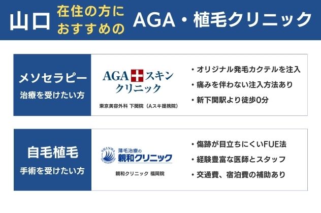 山口在住の方におすすめのAGA植毛クリニック
