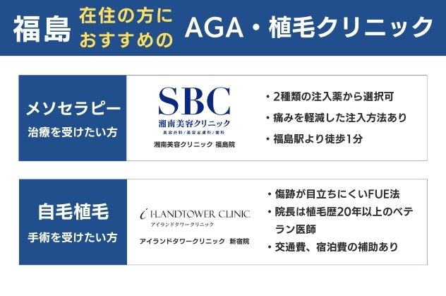 福島在住の方におすすめのAGA植毛クリニック