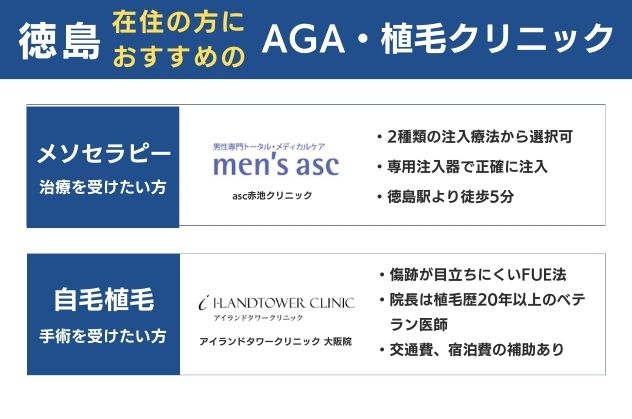 徳島在住の方におすすめのAGA植毛クリニック