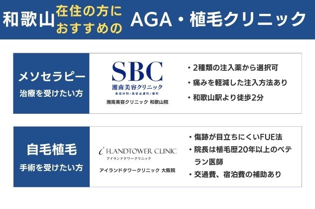 和歌山在住の方におすすめのAGA植毛クリニック