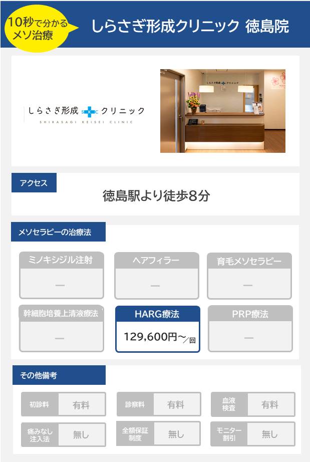 しらさぎ形成クリニックのメソセラピー治療の料金・費用