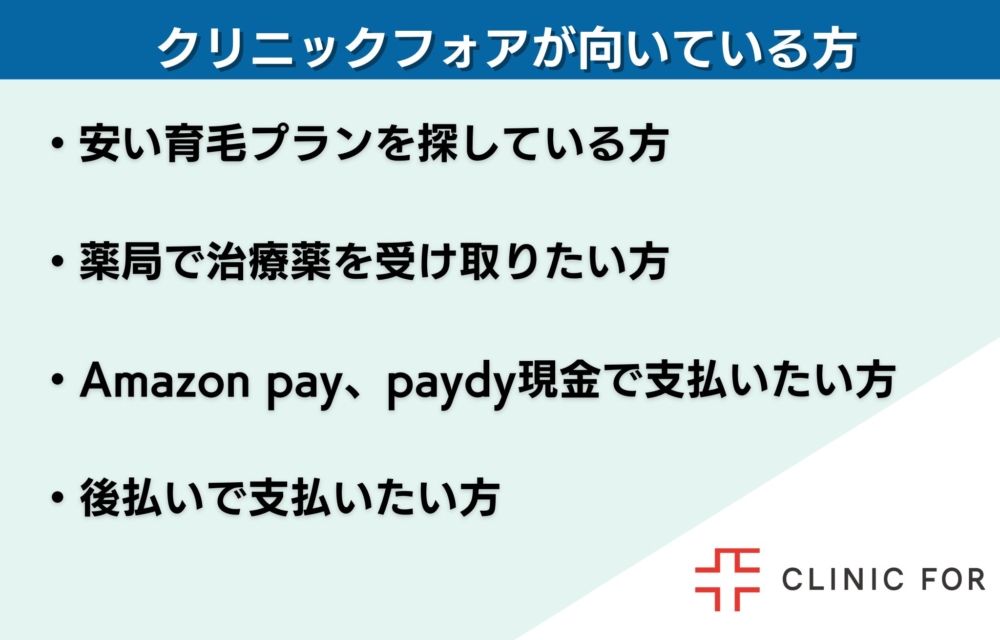 クリニックフォアでAGA治療を受けることがおすすめの方