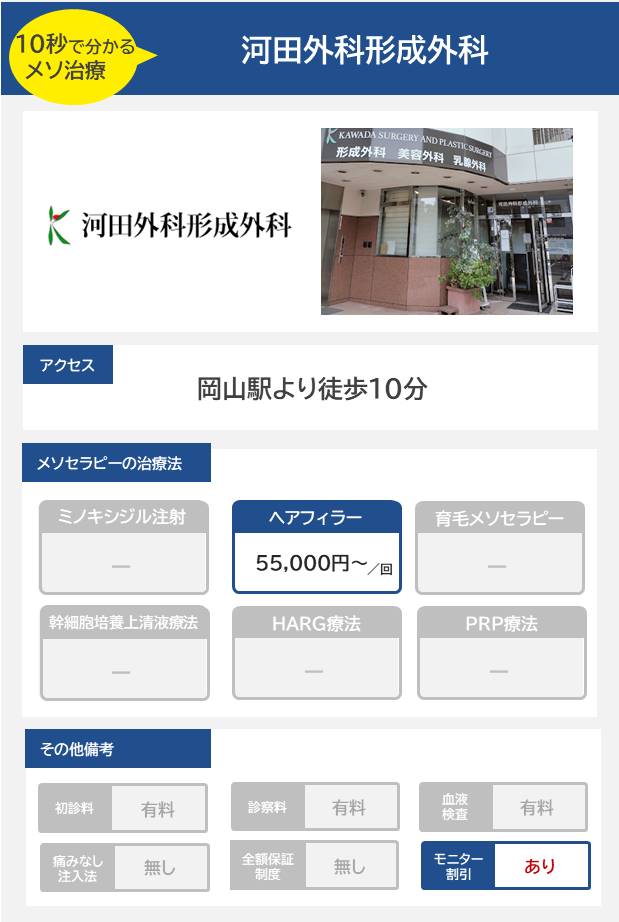 河田外科形成外科のメソセラピー治療の料金・費用
