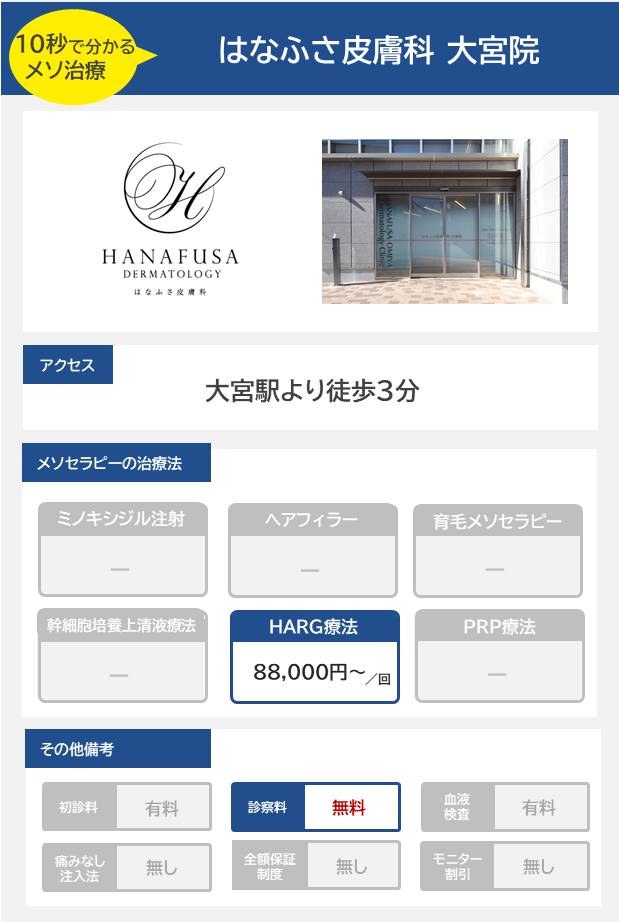 はなふさ皮膚科 大宮院のメソセラピー治療の料金・費用