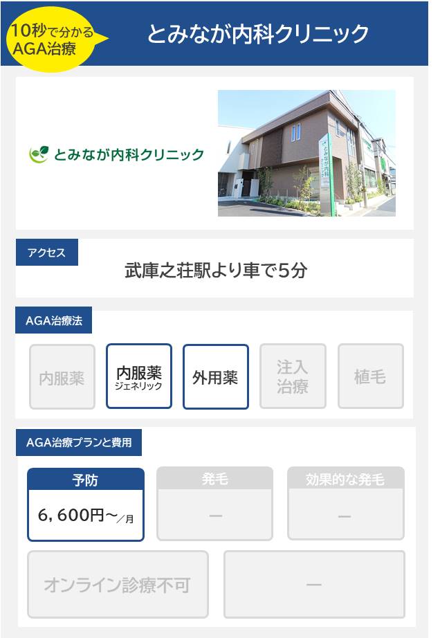 とみなが内科クリニック（伊丹）のAGA治療法・プラン料金まとめ